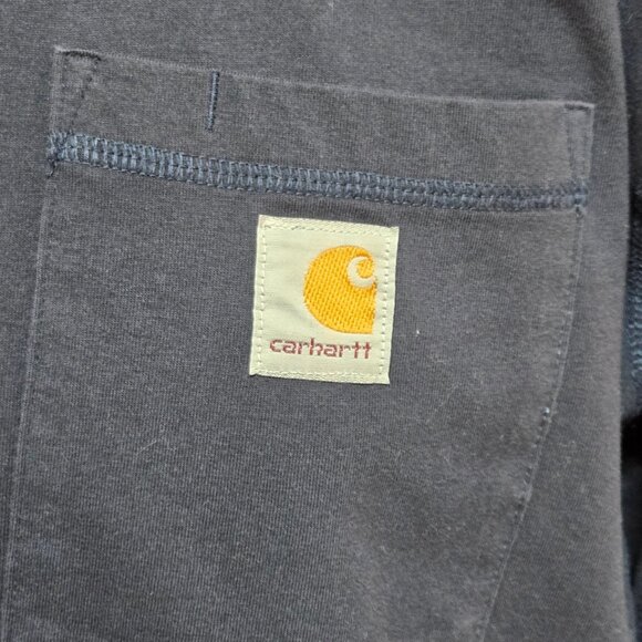 men's Carhartt Long Sleeve Pullover Shirt in Navy - Picture 2 of 8